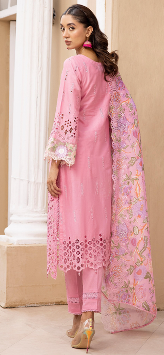 Pink Chickenkari Lawn Suit with cutwork