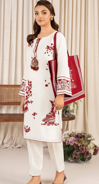 Cream & Red 2pc Bag Suit