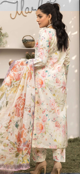 Cream Floral 3pc Suit