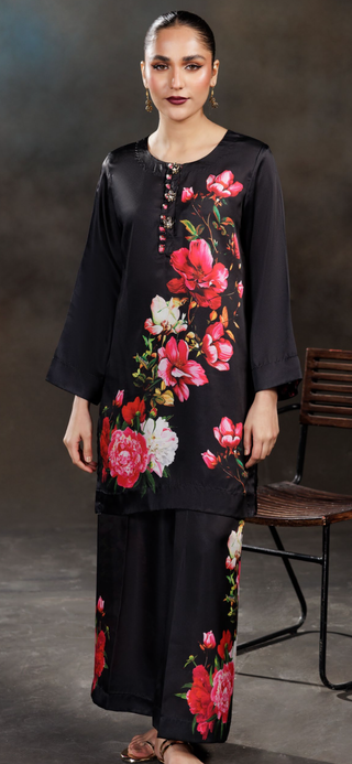Black 2pc Silk Co-Ord