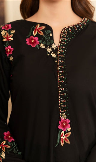 Black Elegant Floral 3pc Suit