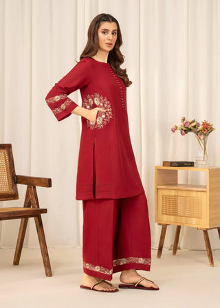Red Pocket Shirt 2pc Set