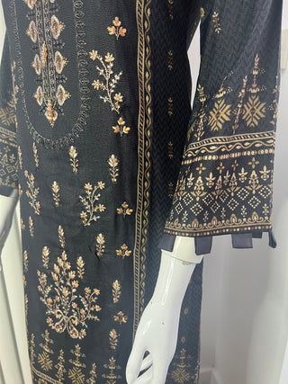 Black/Brown 3pc Dhanak Suit