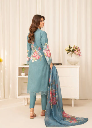 Mint Floral Embroided 3pc Lawn Suit