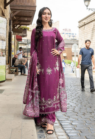 Plum 3pc Winter Linen Suit