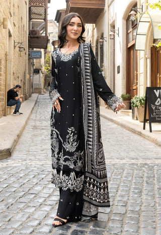 Black 3pc Mother & Daughter Winter Linen Suit