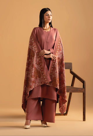 Dusky Pink Raniya.h 3pc Dhanak Suit