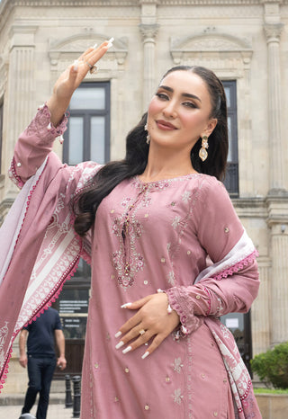 Dusky Pink 3pc Mother & Daughter Winter Linen Suit