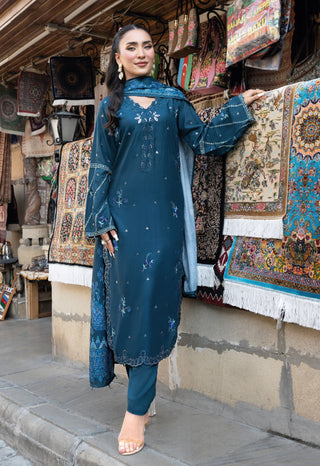 Teal 3pc Mother & Daughter Winter Linen Suit