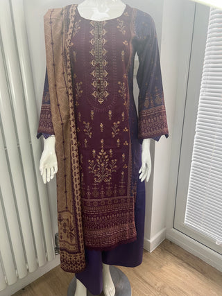 Purple 3pc Dhanak Suit