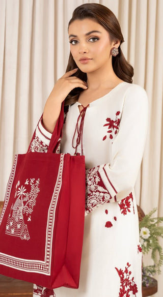 Cream & Red 2pc Bag Suit