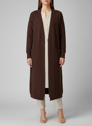 Brown Woolen Cardigan with pockets