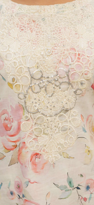 Cream Floral 3pc Suit