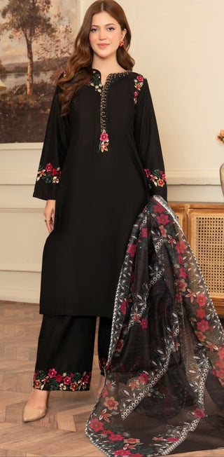 Black Elegant Floral 3pc Suit