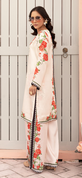 Off-White 2pc Silk Co-Ord