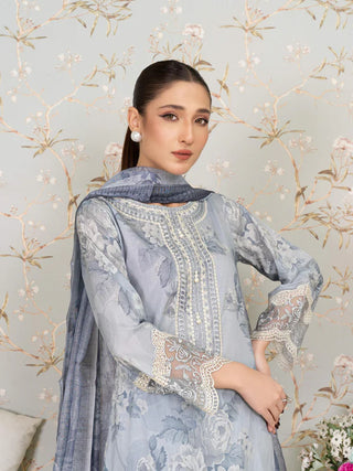 Dusky Blue Floral 3pc Suit