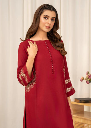 Red Pocket Shirt 2pc Set