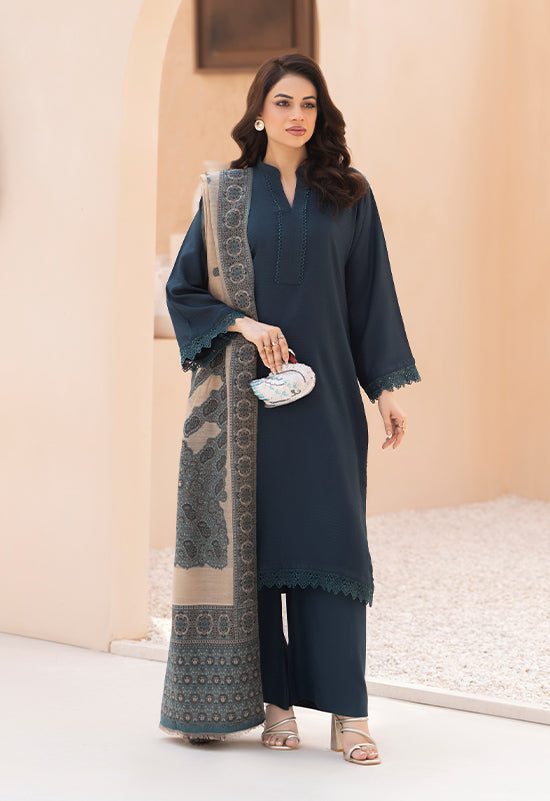 Simple Teal Raniya.h 3pc Dhanak Suit