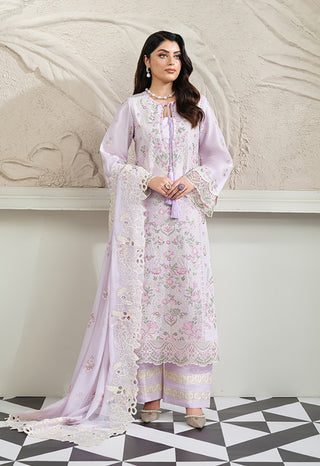 Lilac 3pc Viscose Suit with Full Embroidery