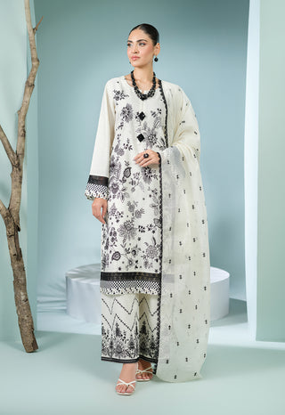 White 3pc Viscose Suit with Detailed trousers