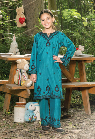 Kids Teal Raw Silk Co-Ord