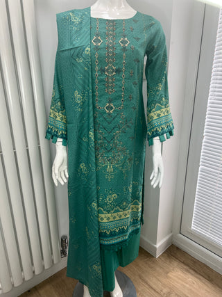 Turquoise 3pc Dhanak Suit
