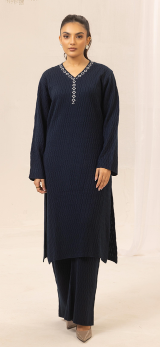 Navy 2pc CableKnit Shalwar Kameez