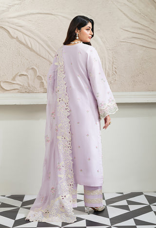 Lilac 3pc Viscose Suit with Full Embroidery