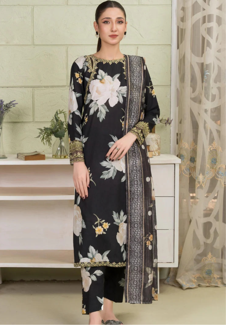 Black Floral 3pc Suit