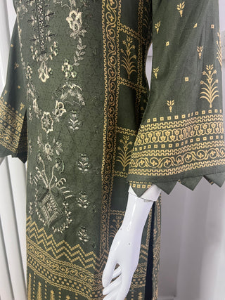 Mendhi Green 3pc Dhanak Suit
