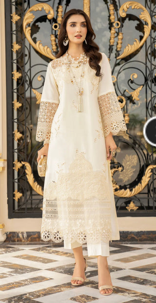 White 2pc Readymade Lawn Suit