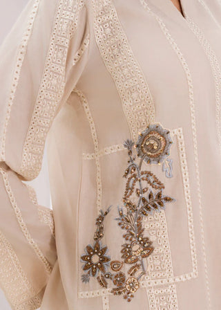 Beige Dhanak Shirt 2pc Set
