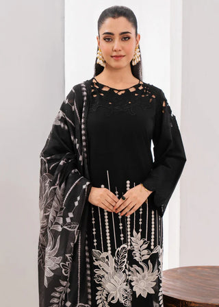 Black/White Floral 3pc Lawn Suit