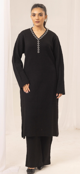 Black 2pc CableKnit Shalwar Kameez