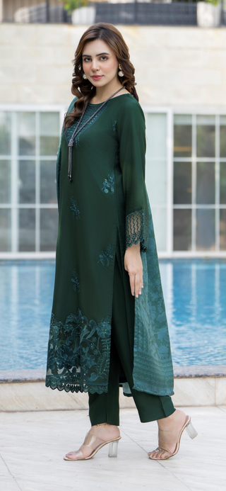 Green Raniya.h 3pc Linen Suit