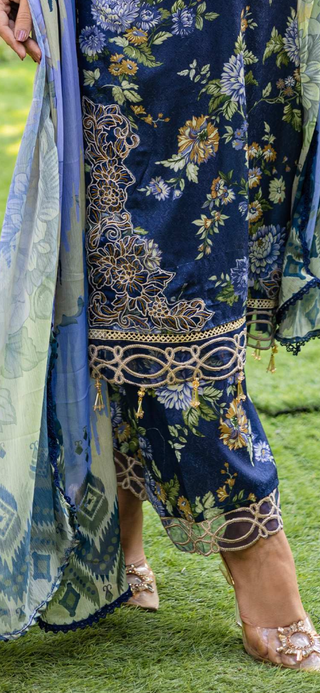 Navy 3pc Jaquard Lawn Suit