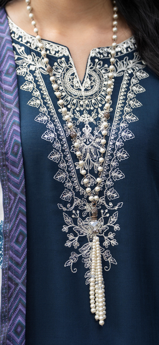 Teal Raniya.h 3pc Linen Suit