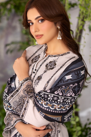 Off White Khaddar 3pc Readymade Suit
