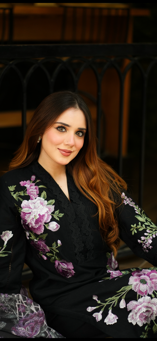 Black Embroided Khaddar 3pc Suit