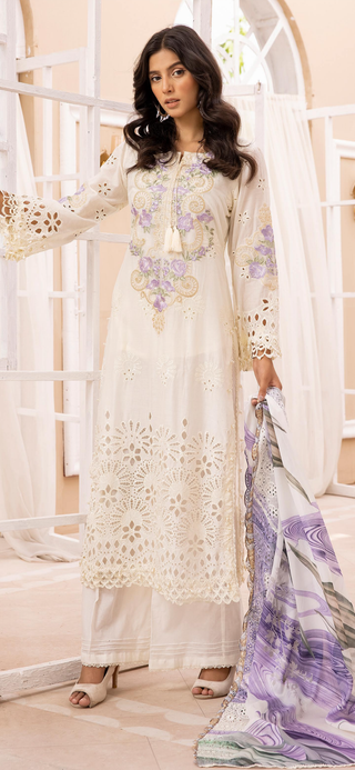 Ivory Chickenkari Lawn Suit with cutwork