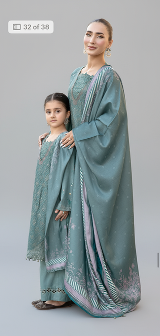 Mint 3pc Mother & Daughter Winter Linen Suit
