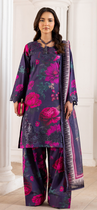 Black/Pink Floral Farshi Suit