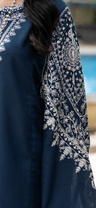 Teal Raniya.h 3pc Linen Suit