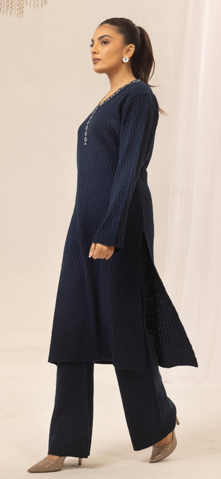Navy 2pc CableKnit Shalwar Kameez