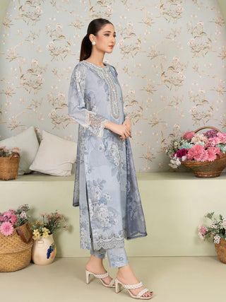 Dusky Blue Floral 3pc Suit