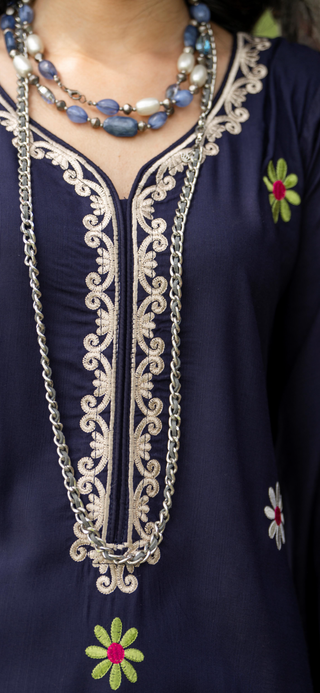 Navy Raniya.h 3pc Linen Suit