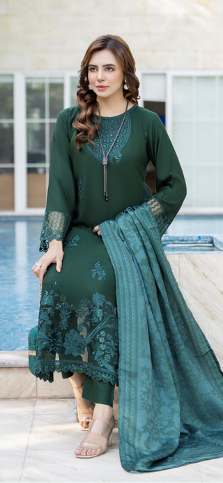 Green Raniya.h 3pc Linen Suit