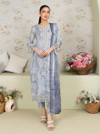 Dusky Blue Floral 3pc Suit