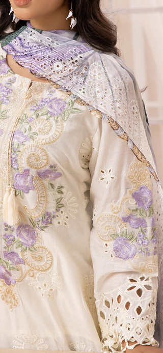 Ivory Chickenkari Lawn Suit with cutwork