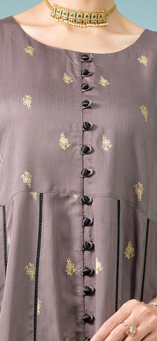 Grey 3pc Viscose Dress with Soft Scarf